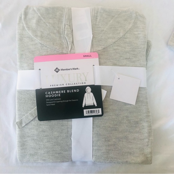 NWT New Member’s Mark Cashmere Blend Hoodie, Light Gray - Picture 5 of 8